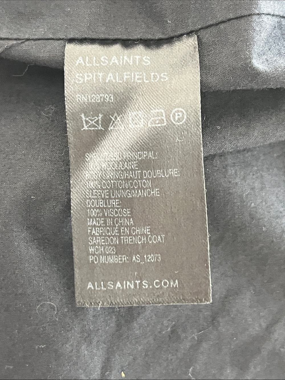 All Saints Nahara Asymetrical Cross Front Wool Belted Trench Coat Back Buttons - Picture 9 of 10